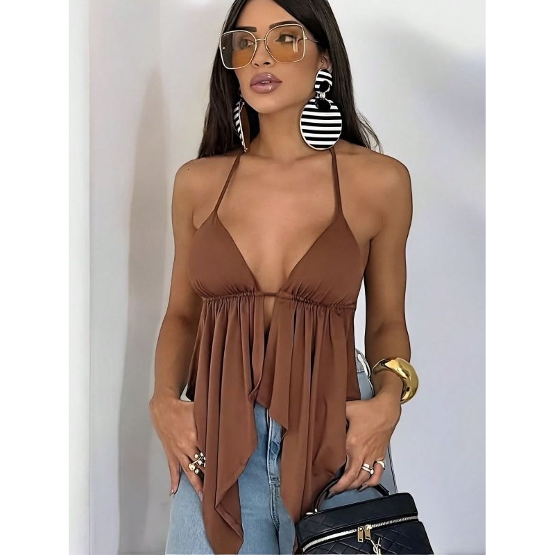 Cropped Bata Cortininha Frente Única Decote Aberto Boho Chic