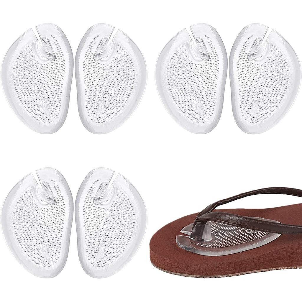 3 Pairs Transparent Silicone Gel Thong Sandal Forefoot Insoles Flip Flops Slippers Cushion Inserts Grip Pad Non Slip Sel