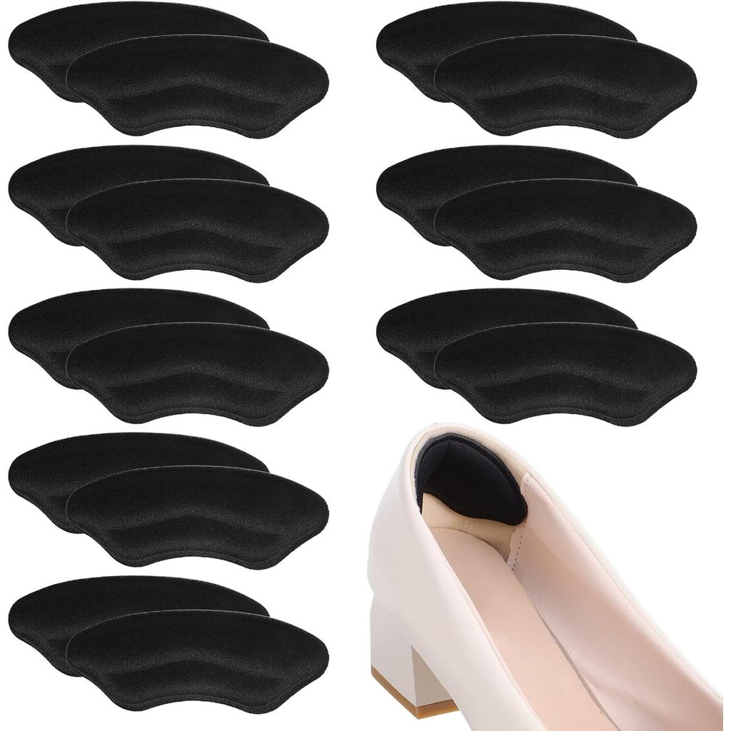 8 Pairs Shoe Heel Pads, Heel Grips for Womens Shoes, Foam Knit Fabric Shoe Size Reducer Inserts, Non-Slip Cushions for P