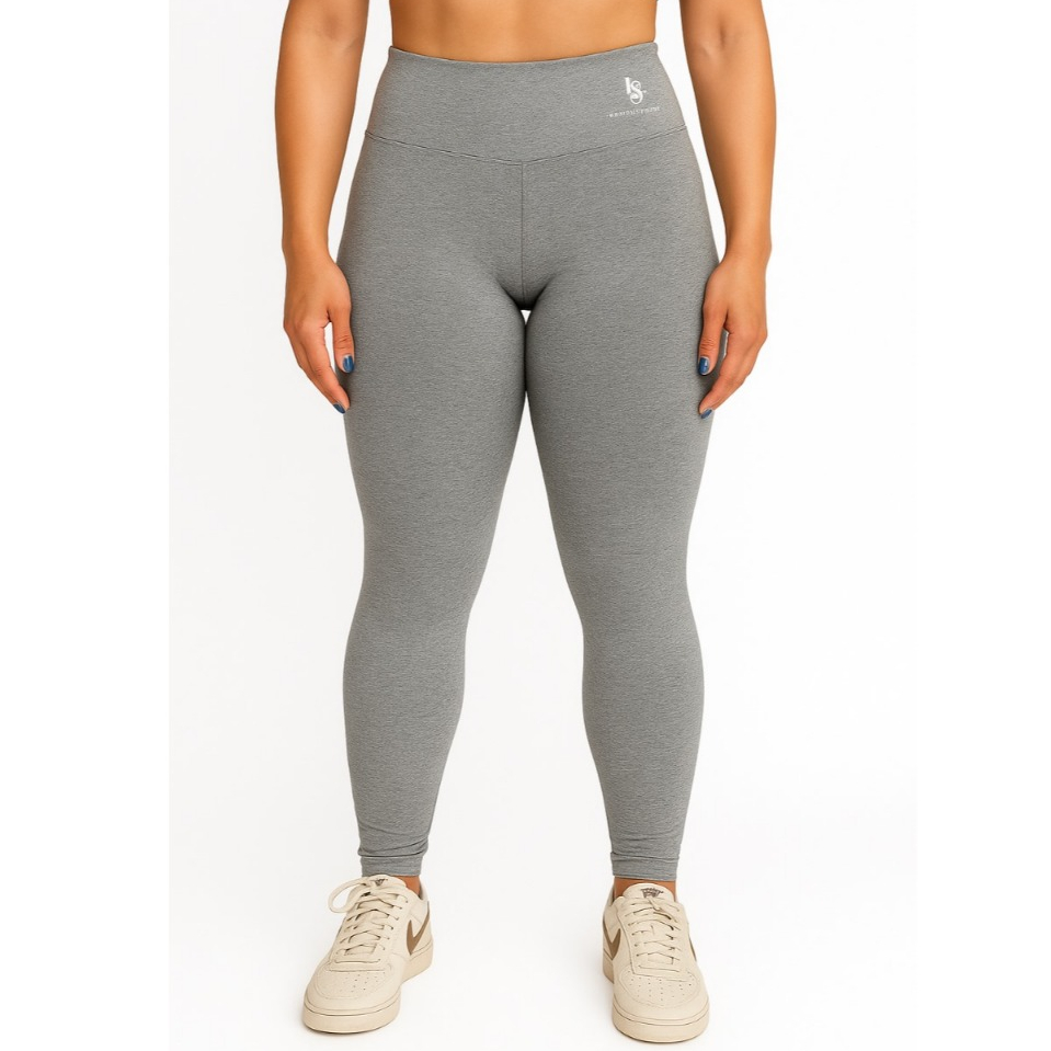 Calça Legging Cintura Alta Sem Transparência Fitness Cor Cinza