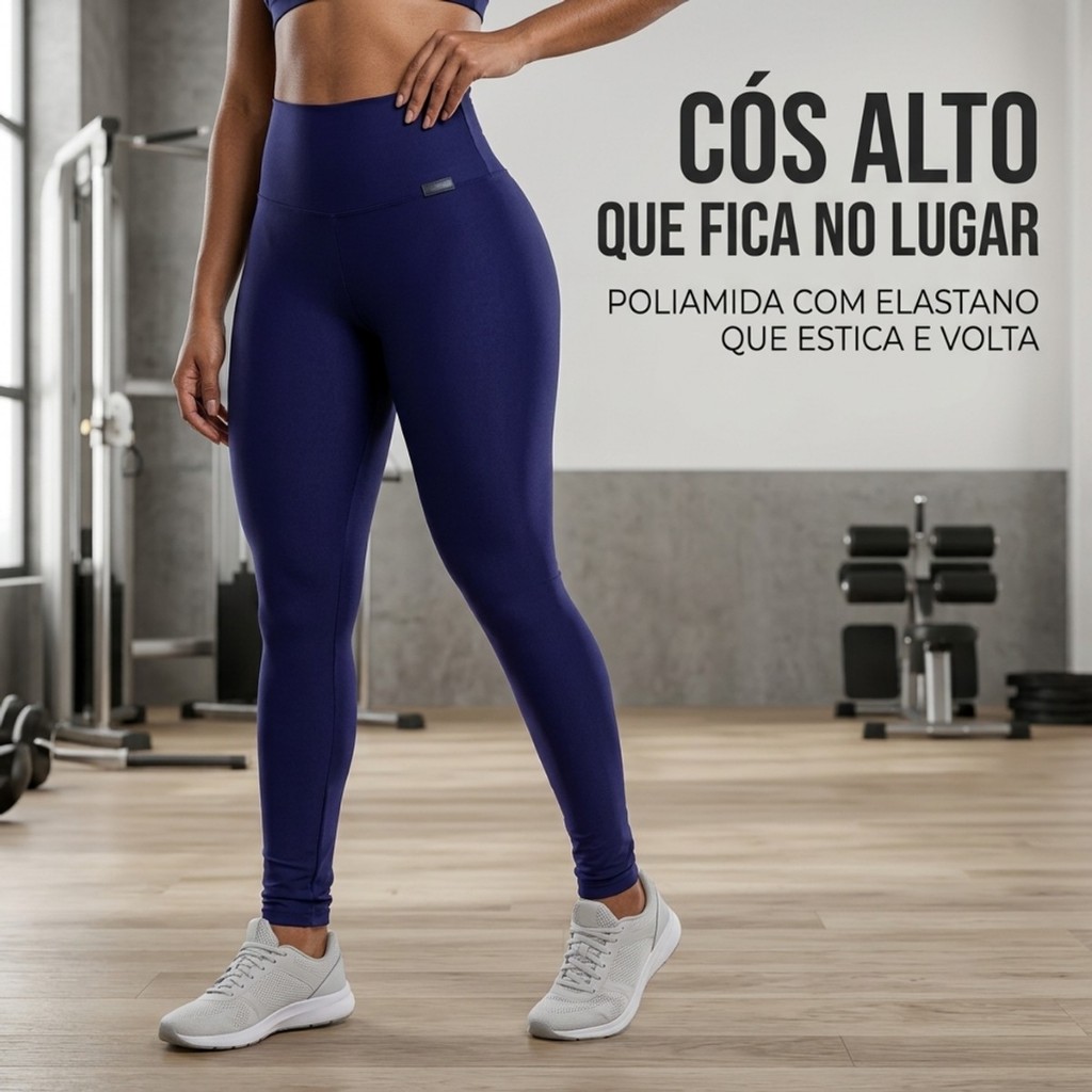 Calça Legging Modeladora Feminina Cintura Alta Suplex Empina Bumbum Sem Transparência Academia e Treino