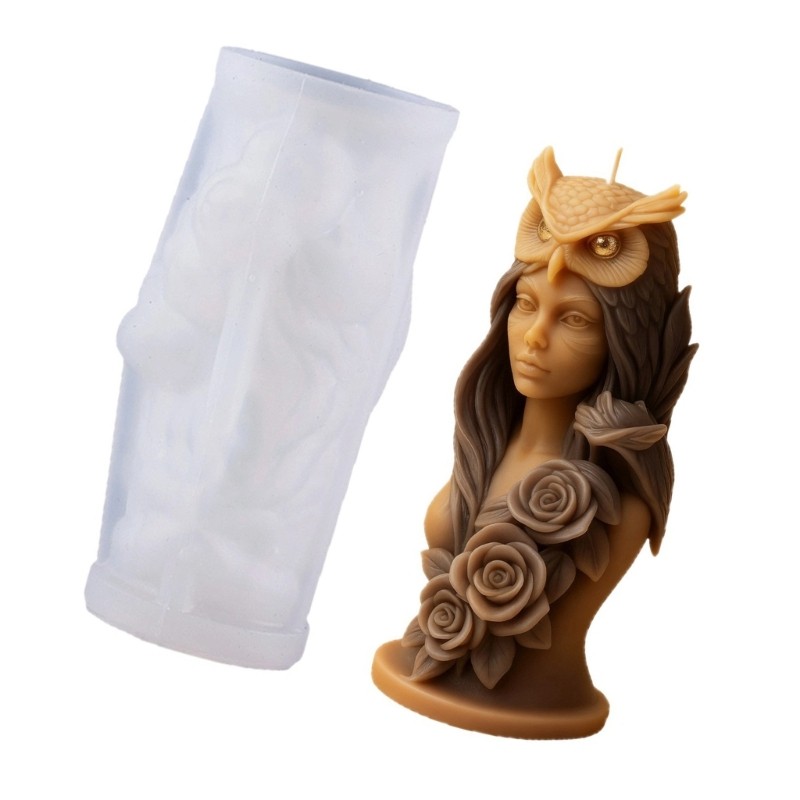 Molde De Silicone Ace Elegant Owl Girl Para Decoração De Casa De Natal