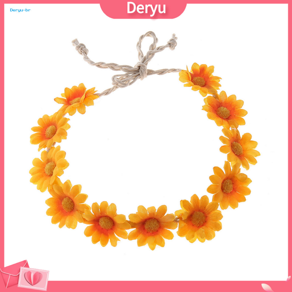 Wedding Hair Accessories for Bride Festival Wreath for Party Daisy Sunflower Headband for Women Girls – Adjustable Flo