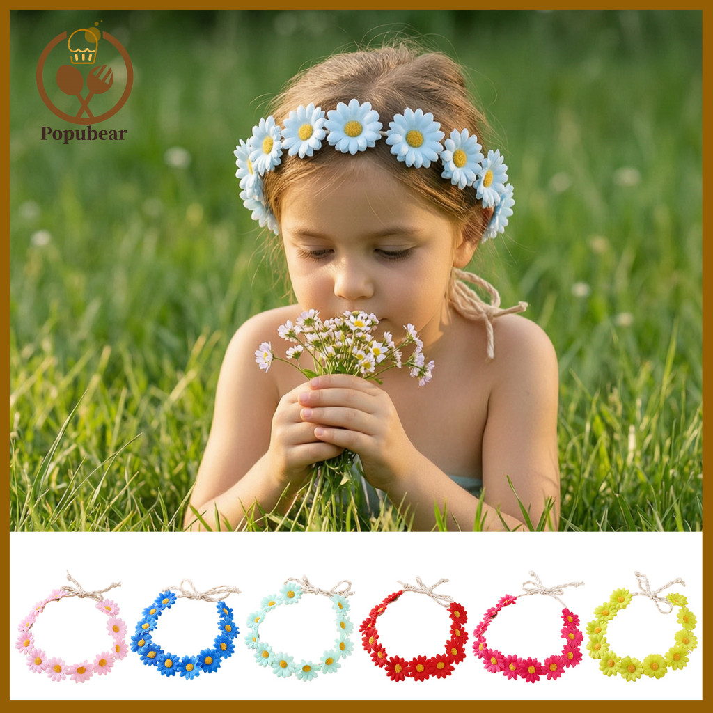 Wedding Hair Accessories for Bride Daisy Flower Crown Headband Sunflower Wreath for Women Girls – Adjustable Floral Ha