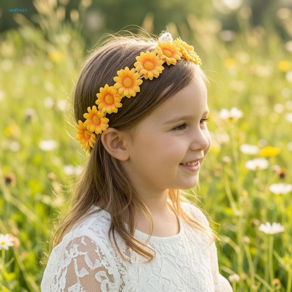 Wedding Hair Accessories for Bride Outdoor Picnic Daisy Sunflower Wreath Headband for Women Girls – Adjustable Floral