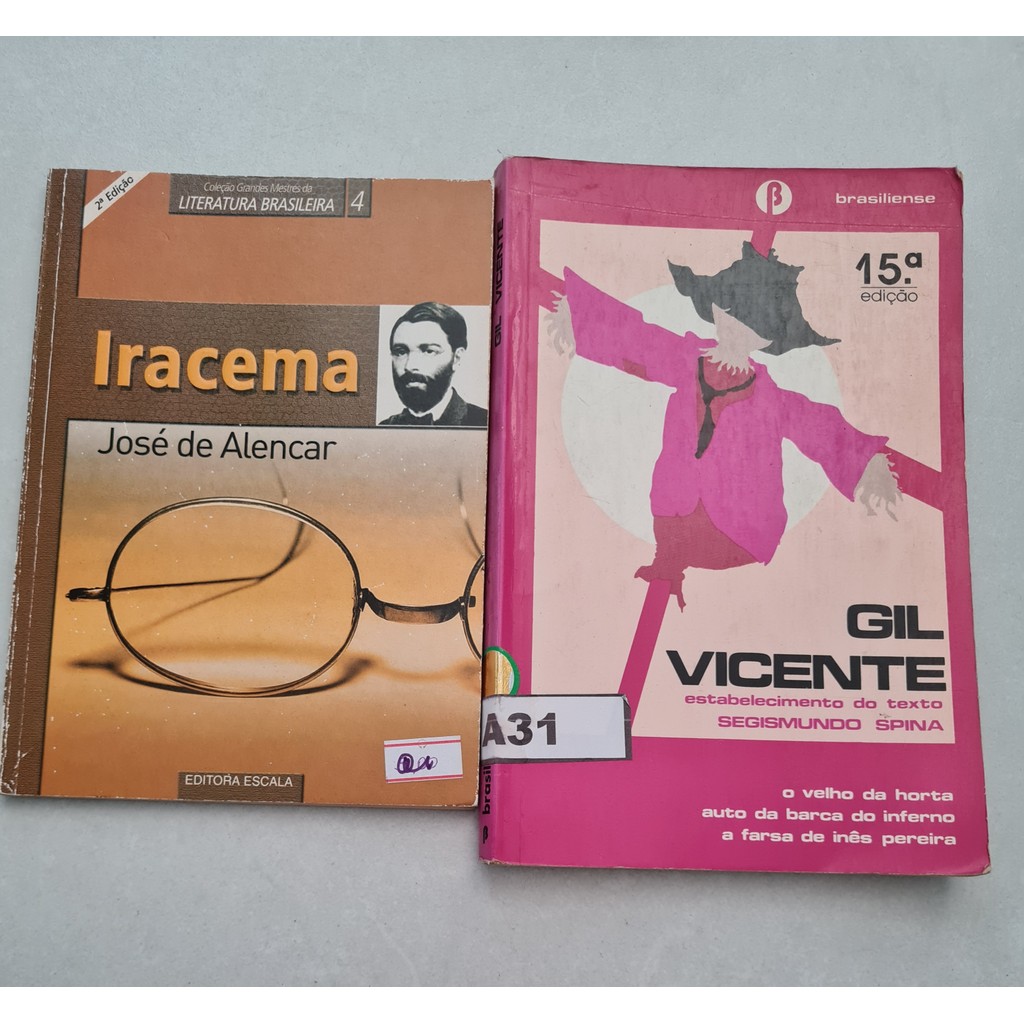 LIVRO, KIT(2), LIVROS VESTIBULAR, 1 GIL VICENTE ESTABELECIMENTO DO TEXTO SEGISMUNDO SPINA, , 2 IRACEMA, JOSÉ DE ALENCAR