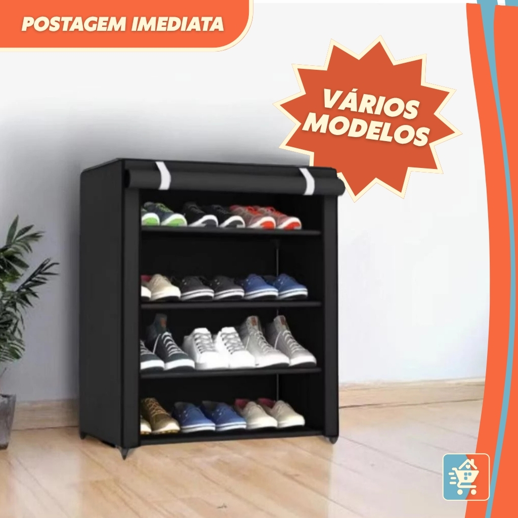 Sapateira 4 Andares Desmontável Organizador Portátil para 8 Pares | Compacta e Prática para Closet, Quarto e Corredor