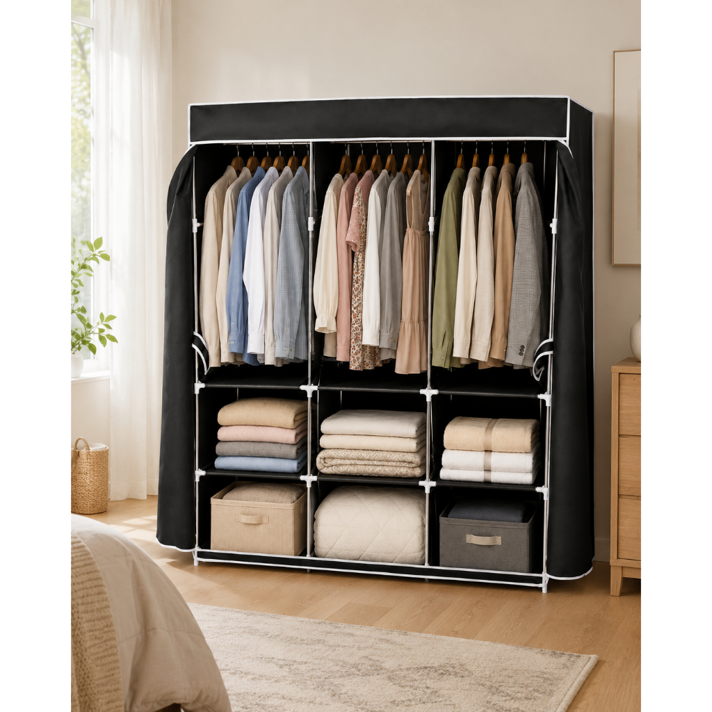 Guarda Roupas Portátil Dobrável Closet Organizador De Roupa Grande Desmontável Quarto Umbrella