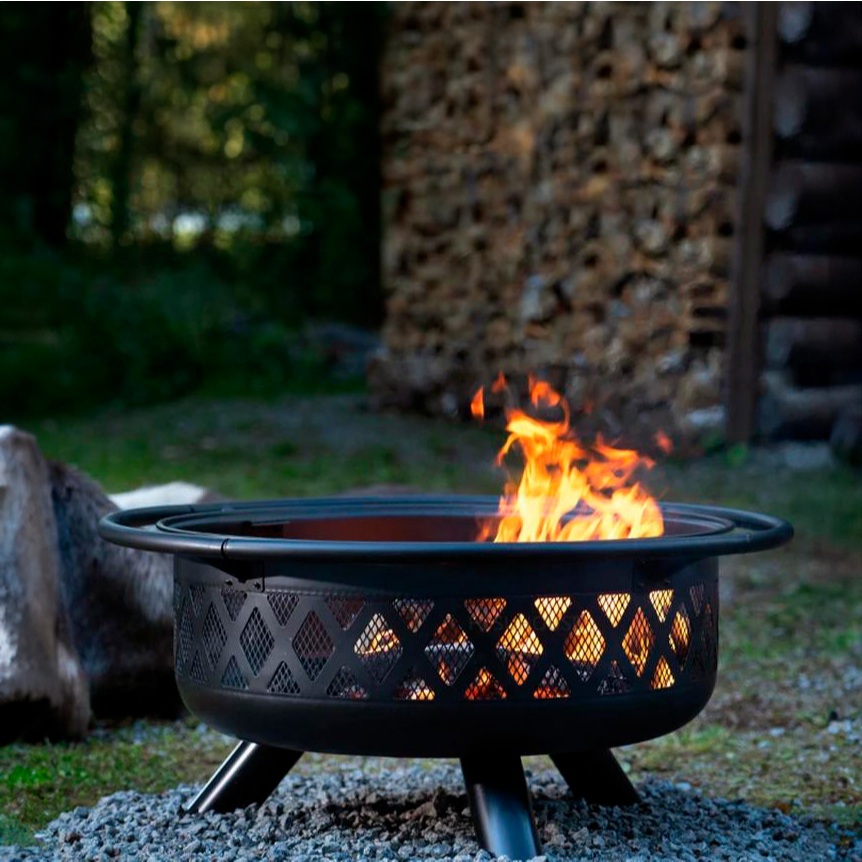 Lareira Fire Pit Metal Portátil Desmontável Preta Jardim Vintage Fogueira Bioetanol Alta Qualidade