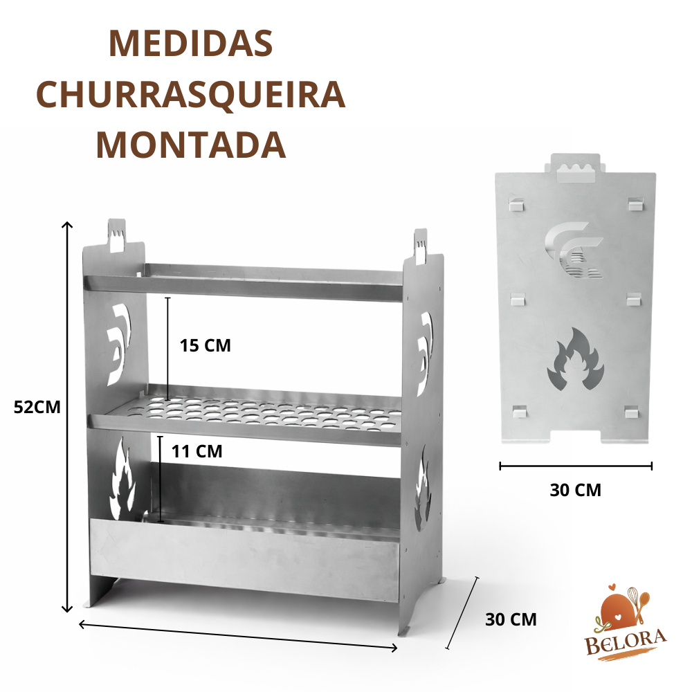 Churrasqueira Portátil Desmontável com Melhor Custo-Benefício Com Duas Grelhas