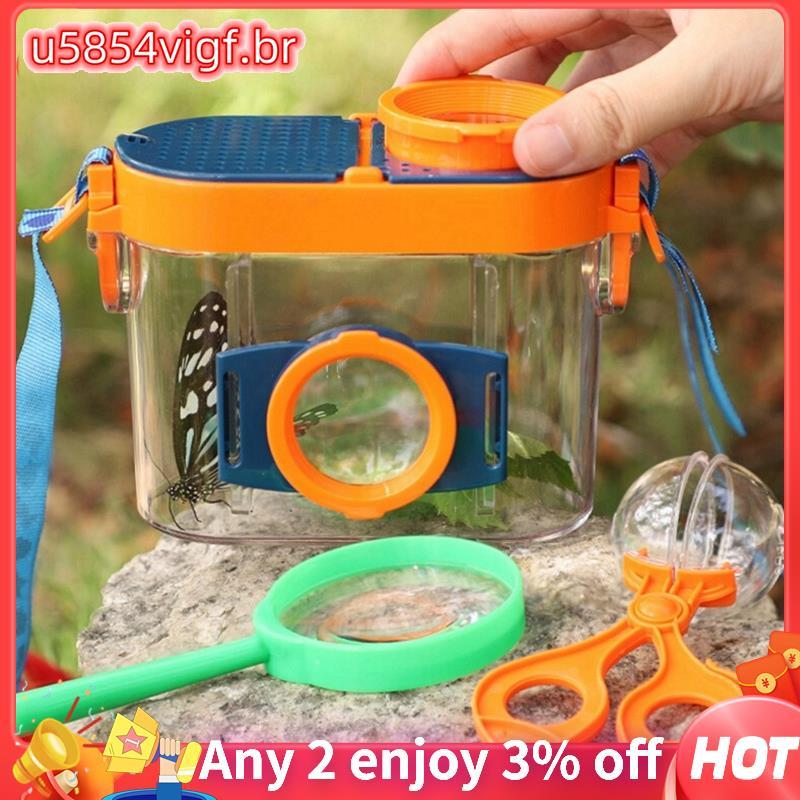 Visualizador De Insetos Ao Ar Livre Caixa Lupa Observador Conjunto Kit Coletor Gaiola Crianças Ciência Natureza Exploraç