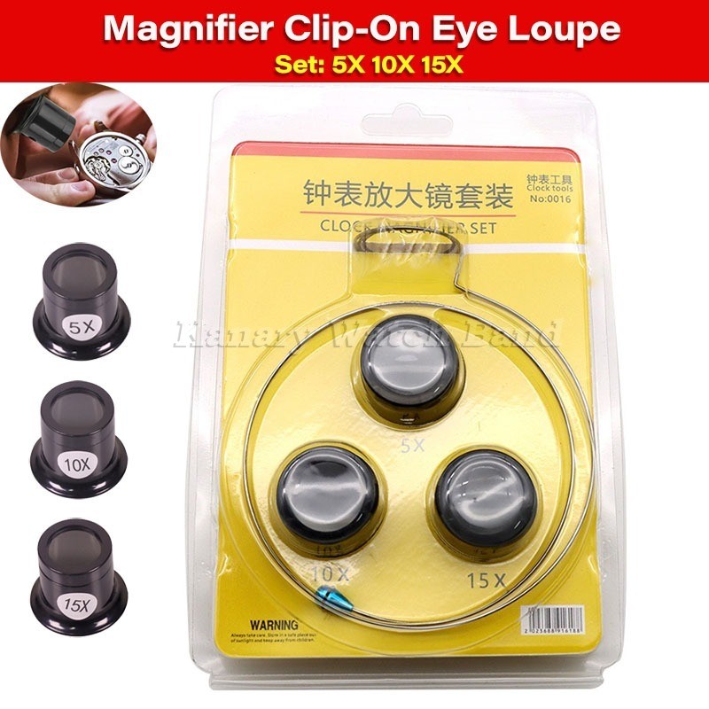 Conjunto 5X 10X 15X Lupa De Óculos Clip-On Eye Lente De Ampliação 3 Em 1 De Ocular Ferramenta De Reparo De Relógio Lupas