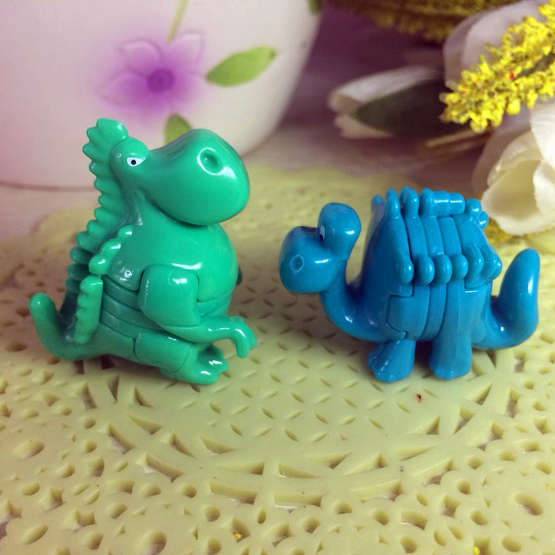 Kinder Fun Egg Toys Azul Verde Dragão Montado Enfeites de Presente de Dinossauro