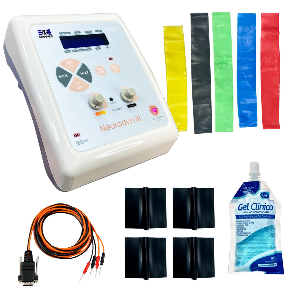 Aparelho Neurodyn III TENS FES Ibramed + Kit Miniband Medsam