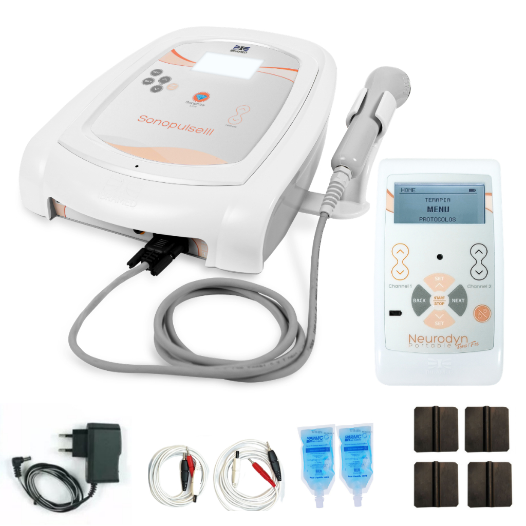 Kit Neurodyn Portatil Tens Fes Ibramed Sonopulse III Ultrassom Fisioterapia Estetica Bivolt