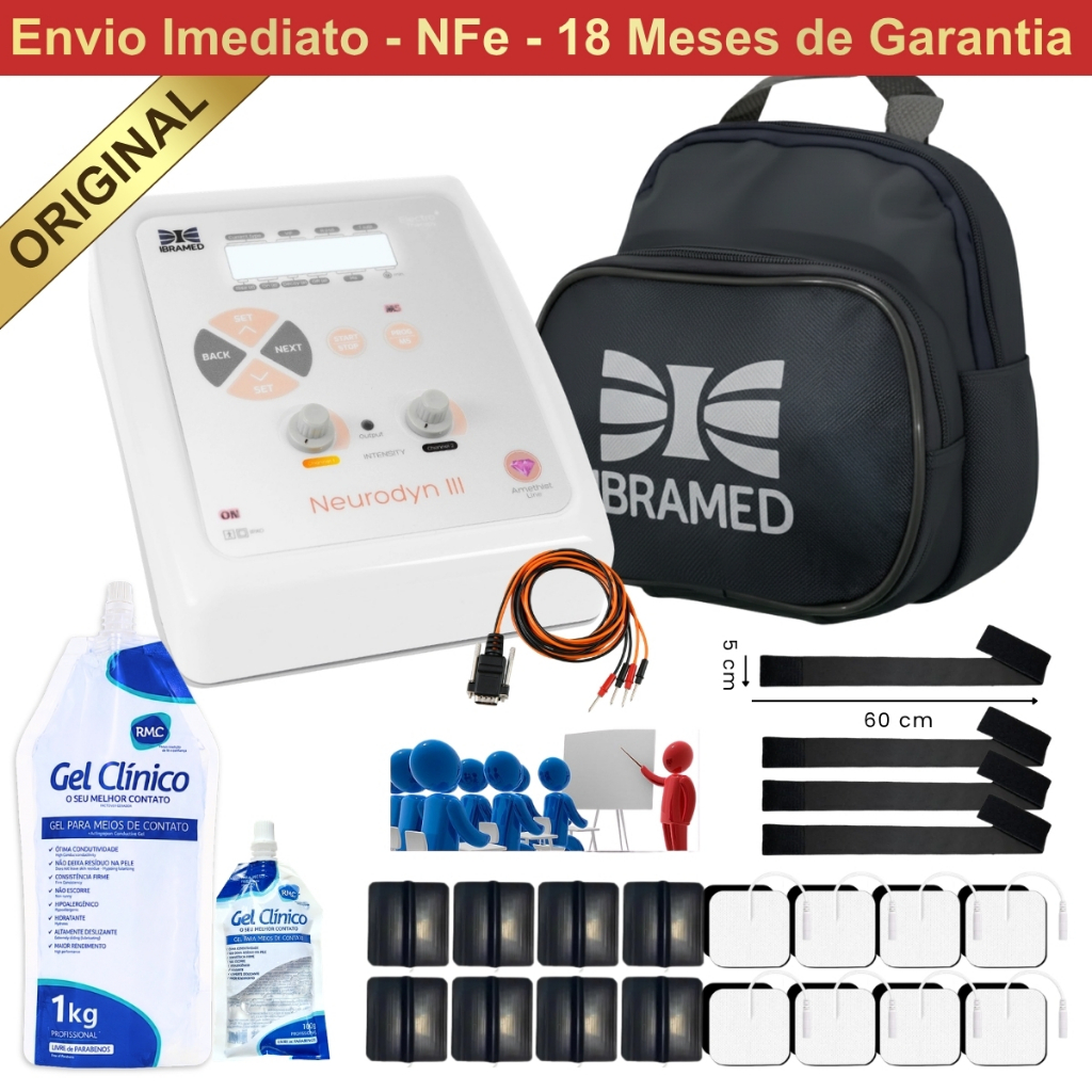 Neurodyn III TENS FES e Burst 2 Canais Ibramed Eletroestimulador Portátil Para Fisioterapia