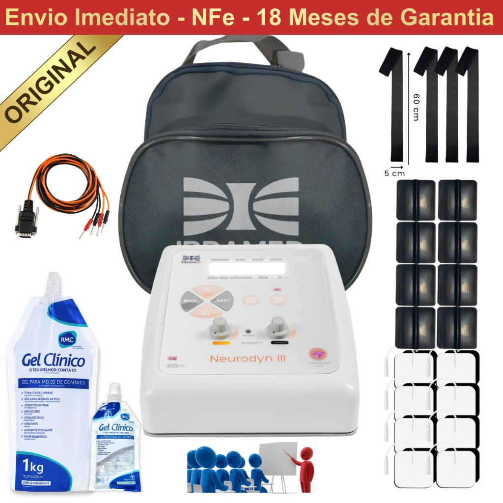 Neurodyn III TENS FES Burst Ibramed - Eletroestimulador P/ Alívio De Dor E Fortalecimento Muscular