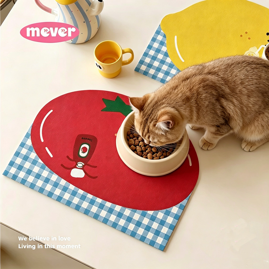 Ins Cartoon limão tomate Pet Placemat impermeável gato cão antiderrapante esteira de alimentação resistente à sujeira co