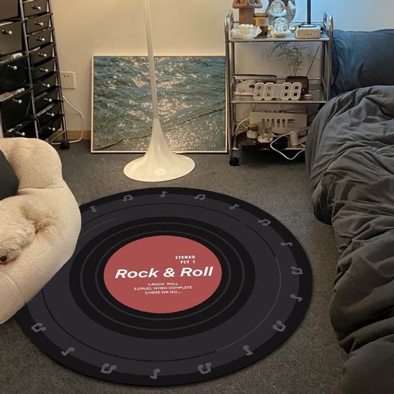 [Novo produto] tapete sala de estar estilo ins redondo registro de vinil resistente à sujeira antiderrapante decoração q