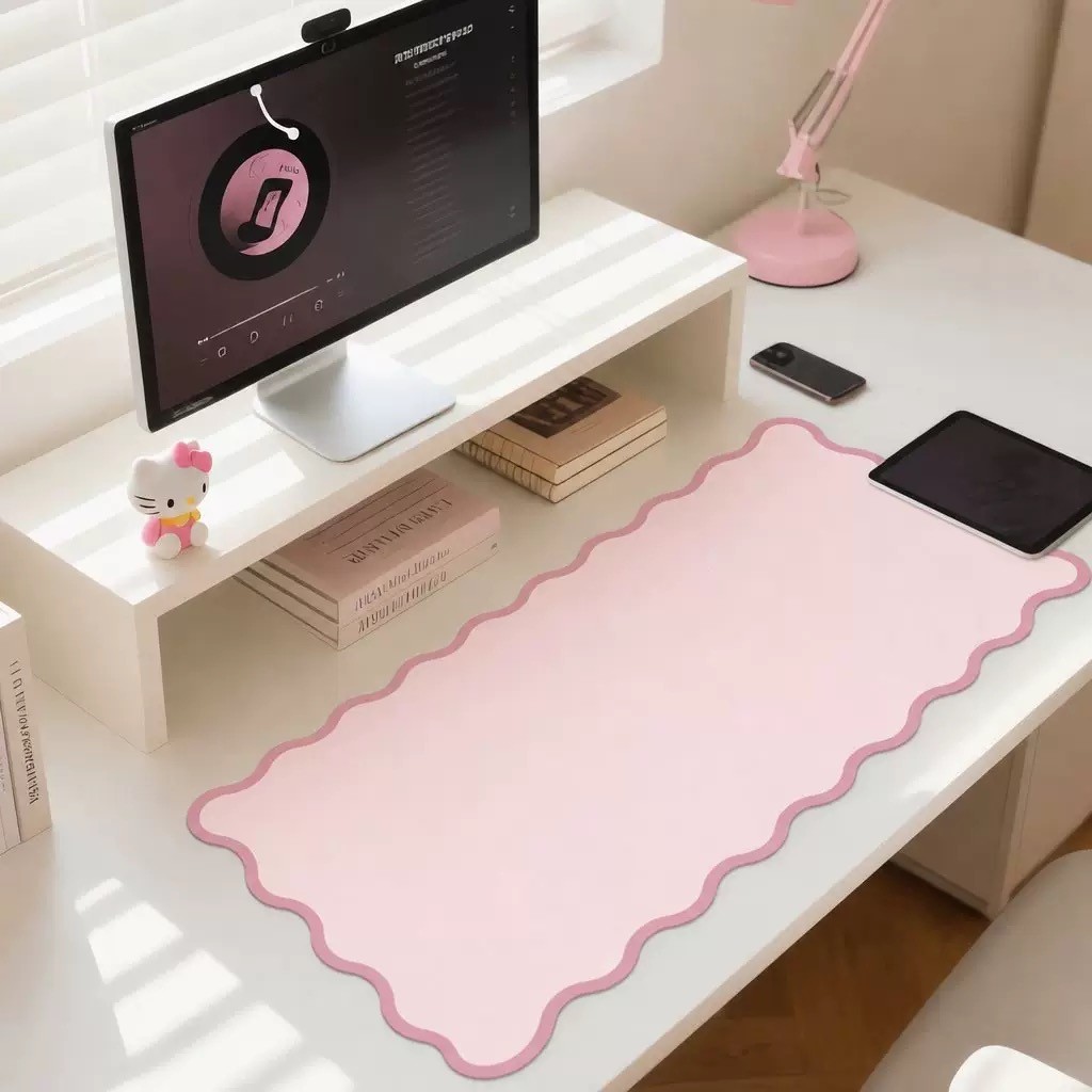 Creme francês onda Irregular Mouse pad Desktop à prova de óleo impermeável resistente à sujeira almofada protetora ins m