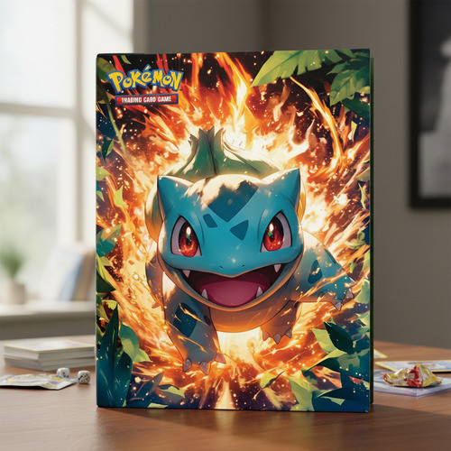 Album Fichario Porta 360 Cards Bulbassauro Capa Dura Pokemon Preto