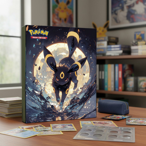 Album Fichario Umbreon Capa Dura Pokemon Porta 360 Cartas Preto