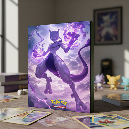 Album Fichario Mewtwo Porta 360 Cartas Capa Dura Pokemon Preto