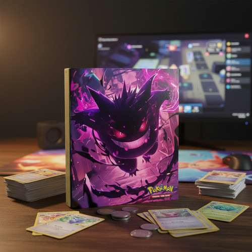 Album Fichario Gengar Capa Dura Pokemon Porta 360 Cartas Preto