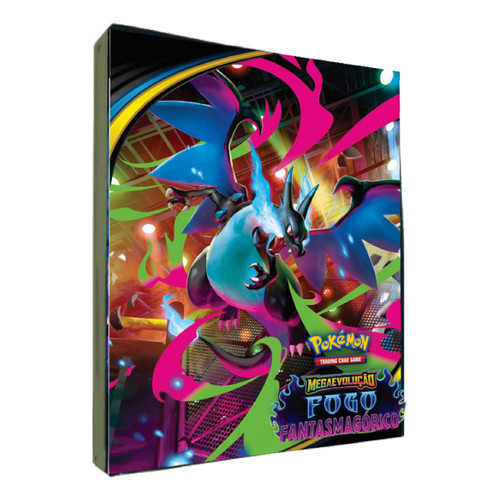 Fichario Pokemon Megaevolucao Mega Charizard Porta 360 Cards Preto