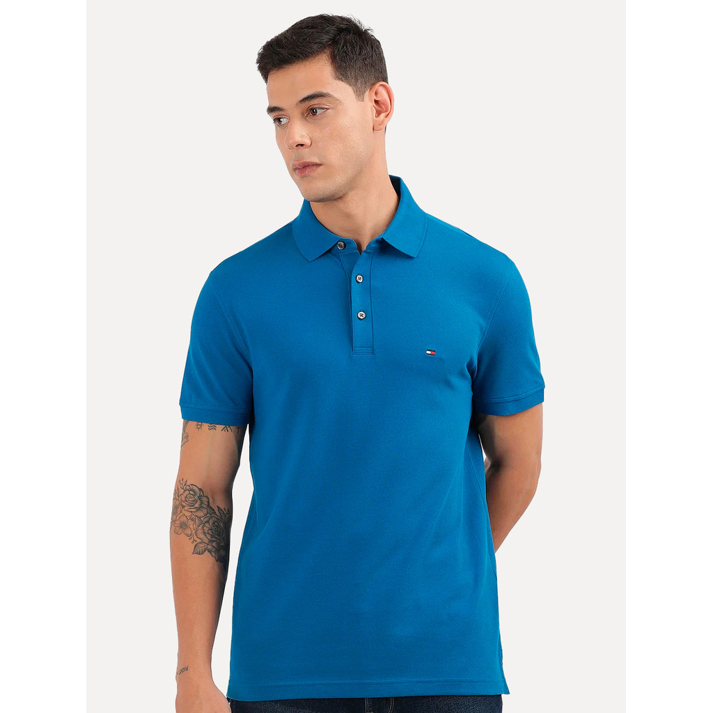 Polo Tommy Hilfiger Masculina Slim Piquet 1985 Vibrant Azul Royal