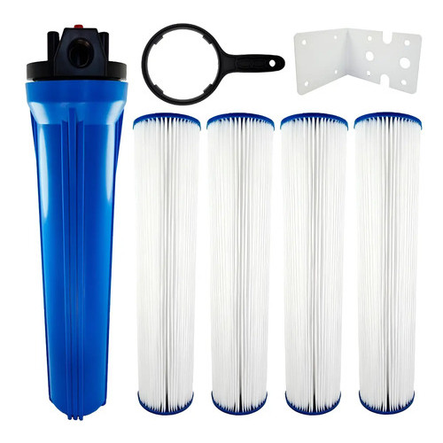 Filtro De Água Royal B & B Slim 20''x2 1/2'' Alta Vazão Polipropileno Corpo Azul Cabeça Preta