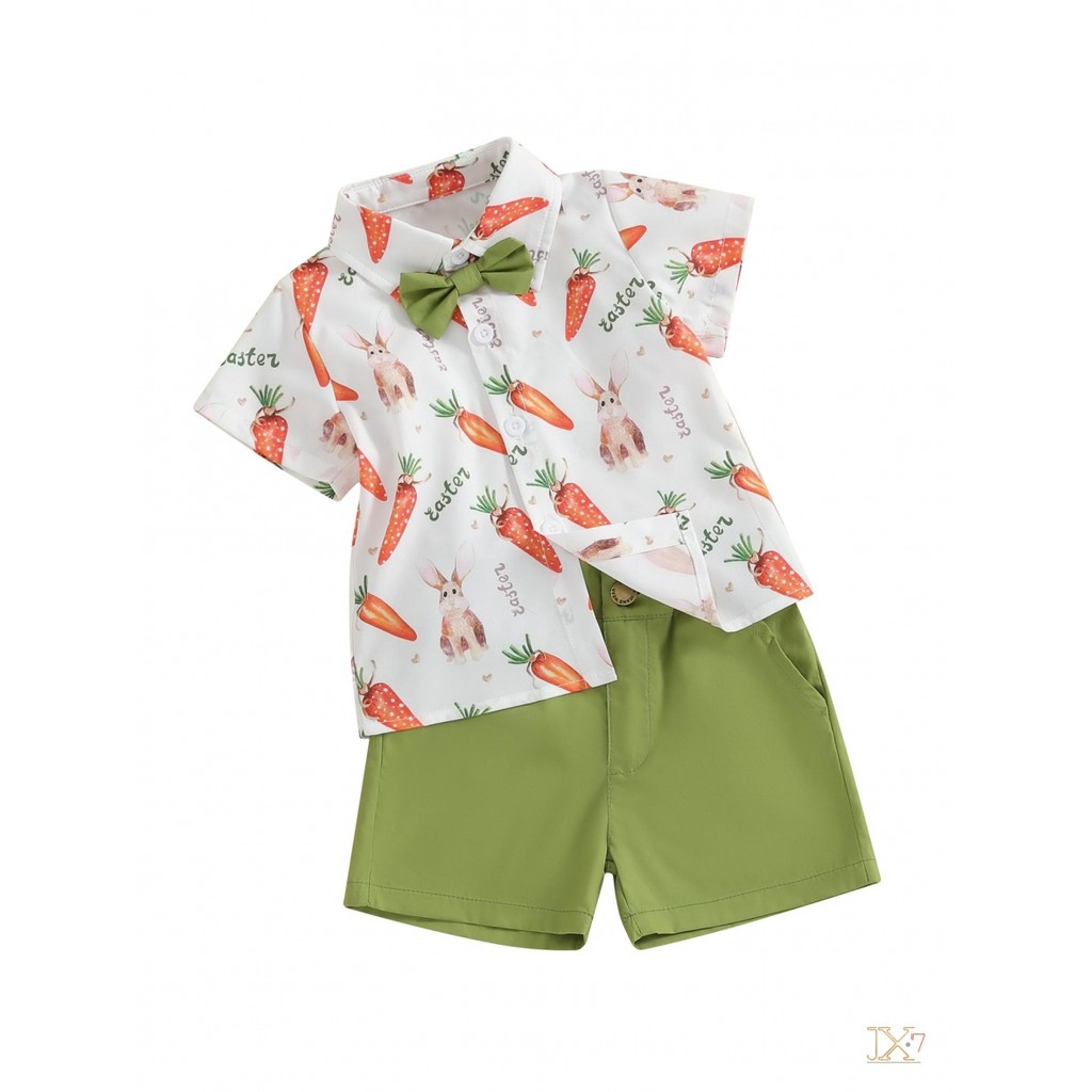 JOK-Toddler Boy Easter Gentleman Outfit Camisa Com Botão E Gravata Borboleta Shorts Para Uso Formal