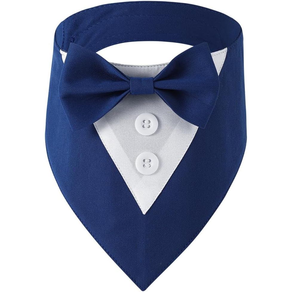 BRT Bearingshui Dog Tuxedo, Formal Dog Wedding Bandana Collar with Bow Tie, Adjustable Pet Birthday Wedding Tux Outfit f