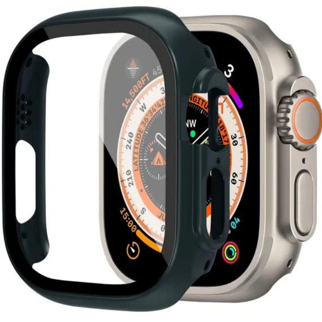 Capa Case Bumper Vidro Temperado Embutido Para Smartwatch 49mm e Apple Watch Ultra 49mm 1 e 2