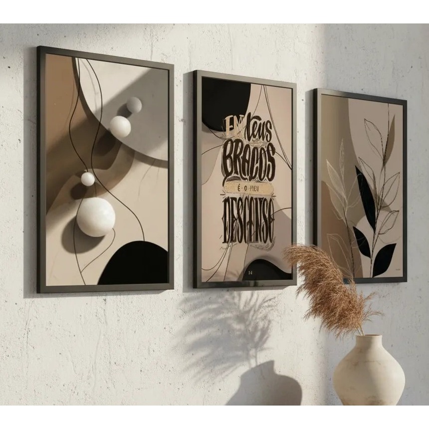 Quadro Decorativo Placa Decorativa Sala Cozinha Quarto Escritorio Grande Abstrato Frases Marrom Boho