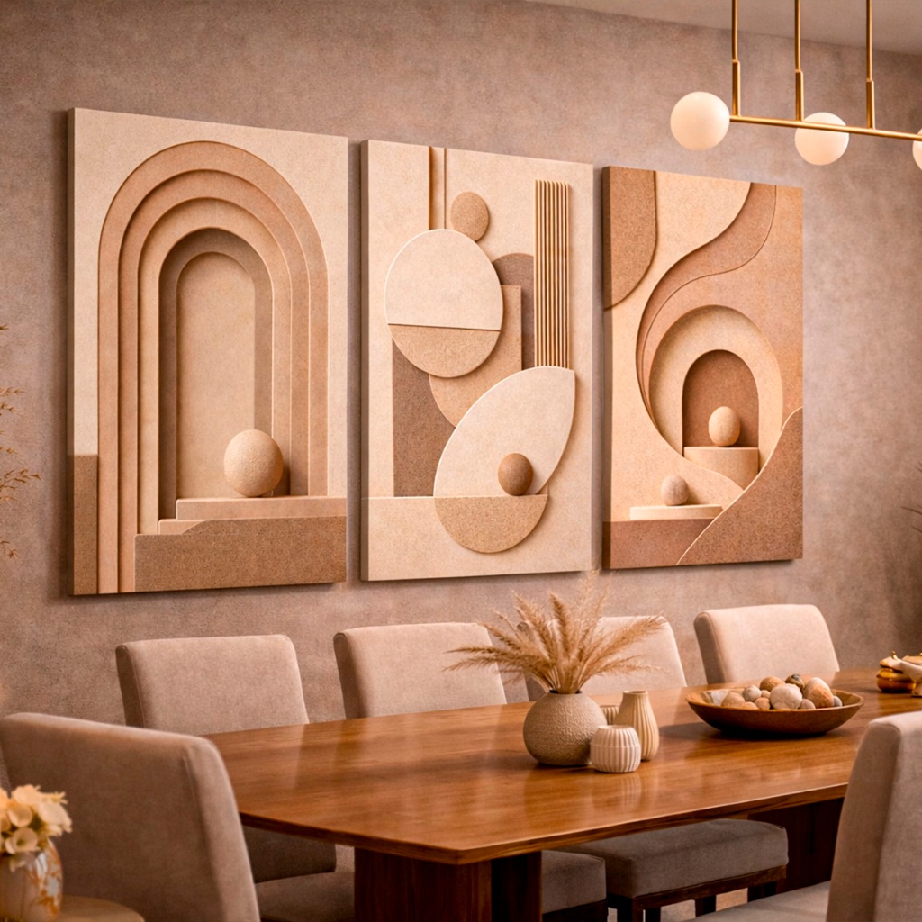 Quadro Decorativo Geométrico Circular Areia Abstrato Vintage Sala Quarto