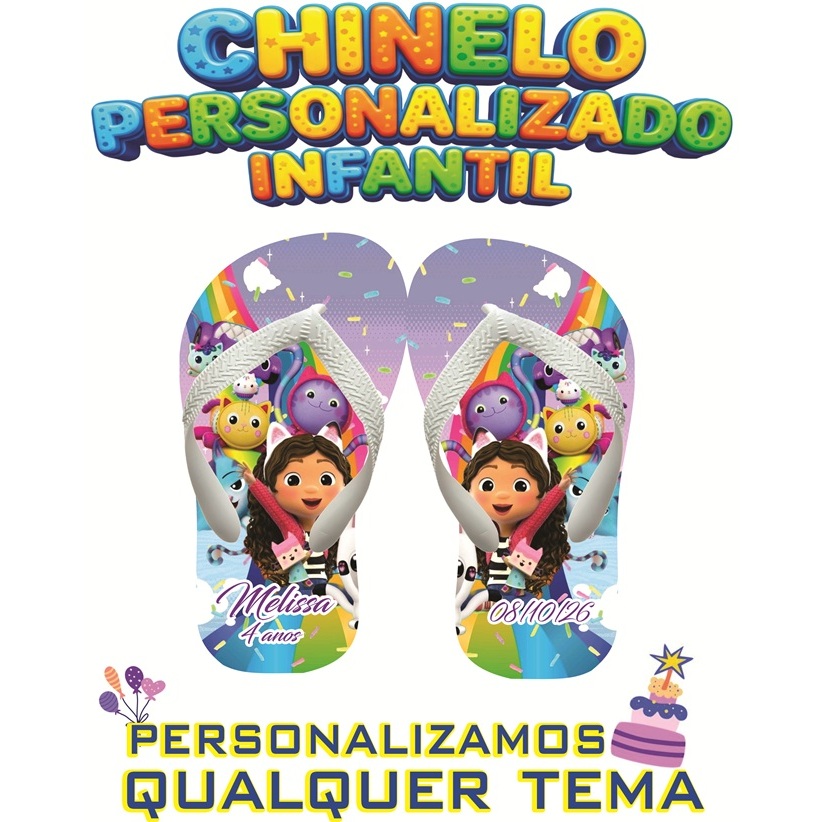 Kit 5/10/15/20 Pares Chinelos Infantil Borracha Personalizamos Qualquer Tema Aniversário Festa Envio Até 24 Hs Úteis