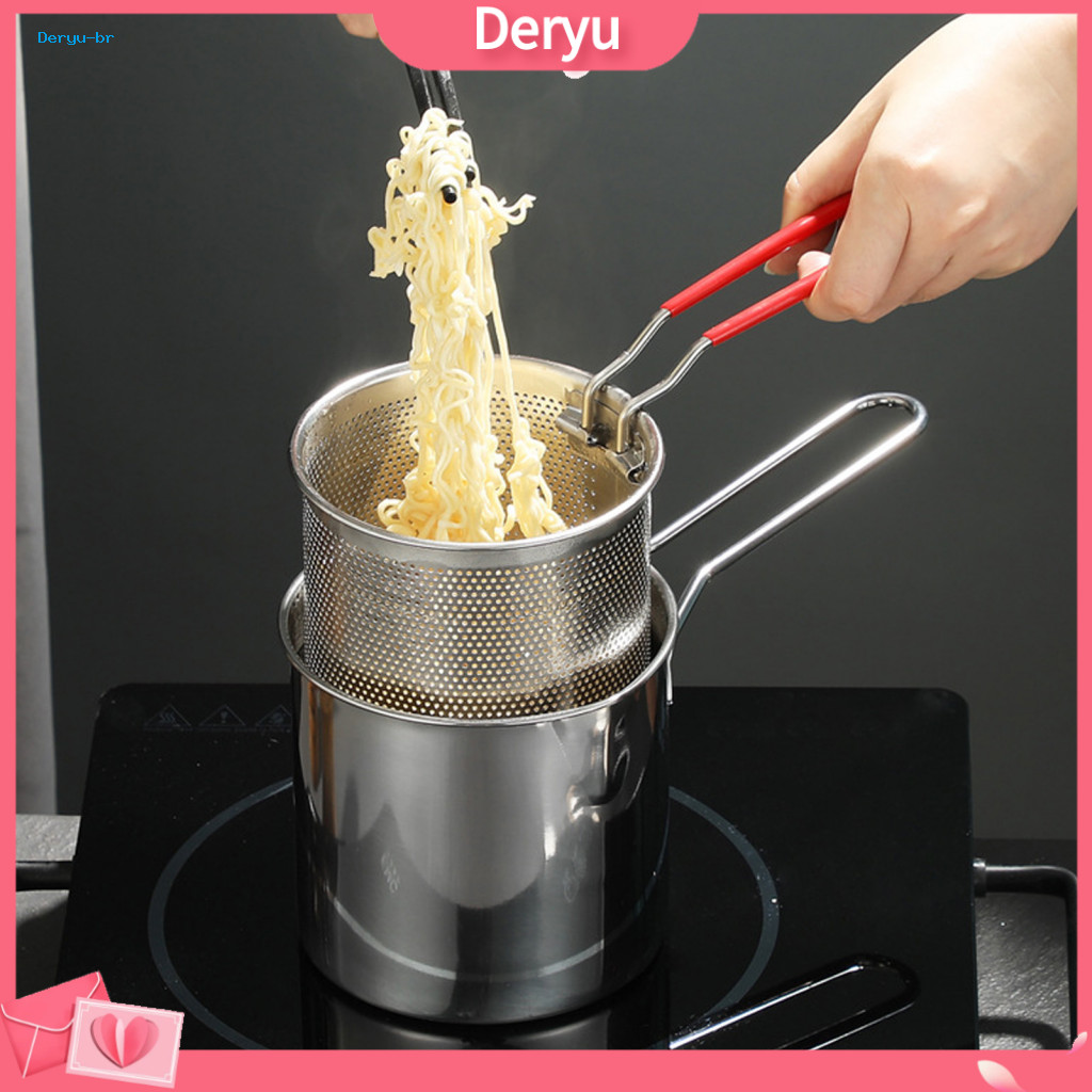 Easy Clean Fryer for Use Stainless Steel with Basket Pot Clip – Compact Oil Filter Stove Top Cooker for Fries Chicken
