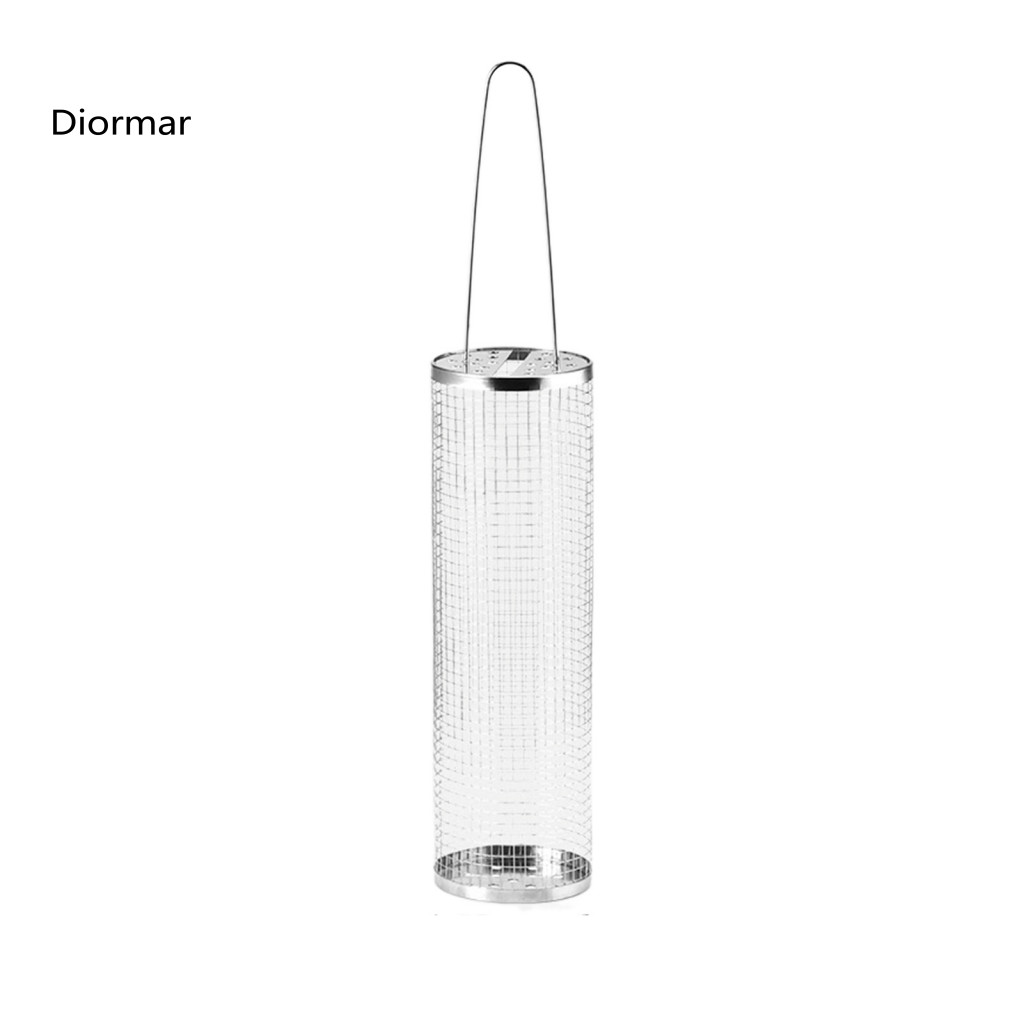 Bbq Cage Fine Polishing Net Outdoor Grill Basket Stainless Steel Wire Mesh Heat-resistant Non-stick Rolling with Long Ha