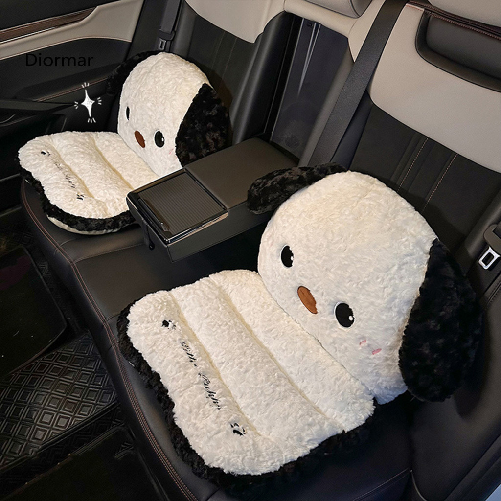 Cat Seat Cushion Dog Pet Plush Car 2-in-1 Thick Warm Pad with Back Support Non-slip Bottom for Office Gaming Home Chairs