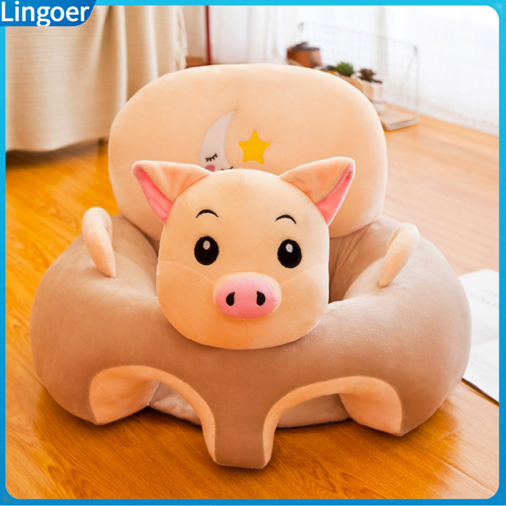 Baby Sofa Chair for Infants with Cartoon Animal Design Non-slip Bottom Back Support Leg Holes Handles – Comfortable Se