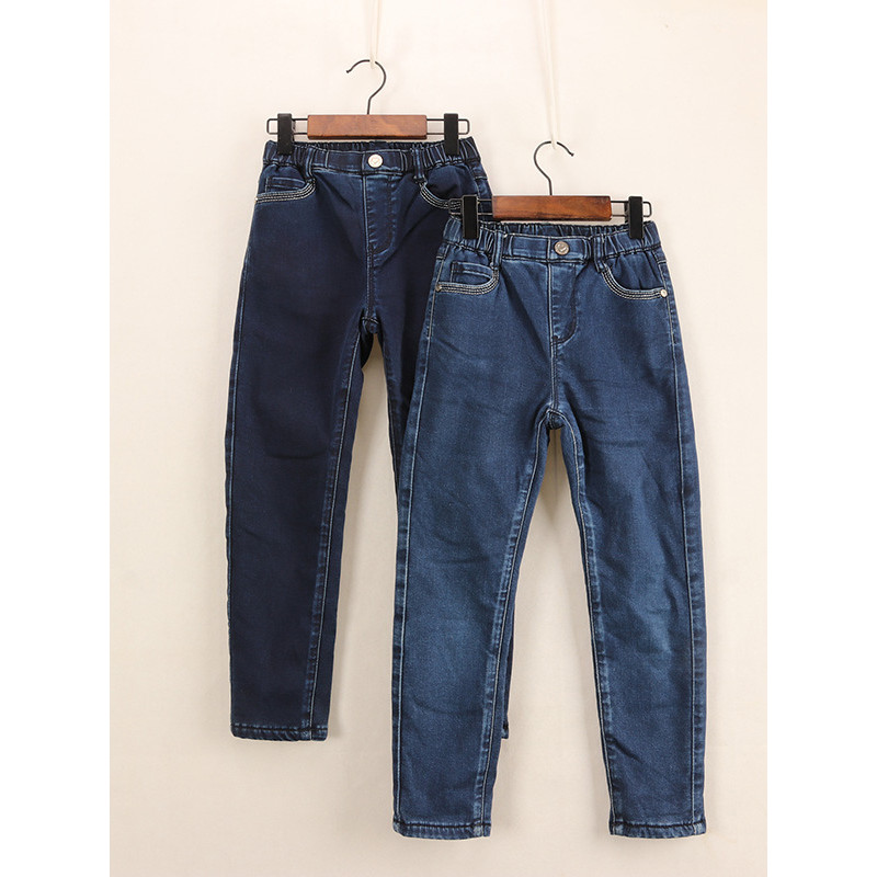 B Cut Label Roupas infantis de inverno para meninas Slim-fit Stretch Back Pocket Forro de lã de malha Jeans Skinny