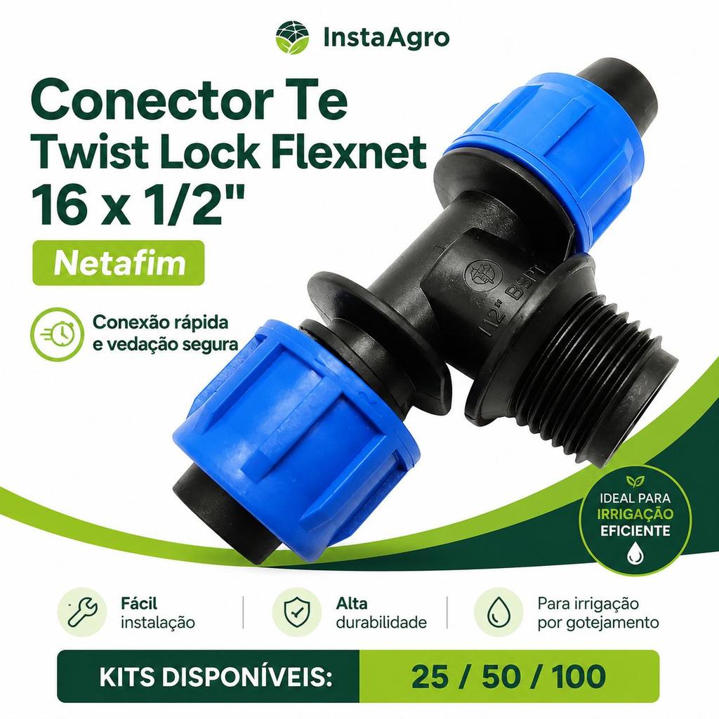 Conector Te Twist Lock Flexnet 16 x 1/2