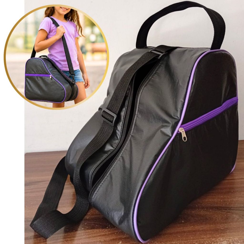 Bolsa Para Patins Com Alça Regulável Reforçada - Cor Preta
