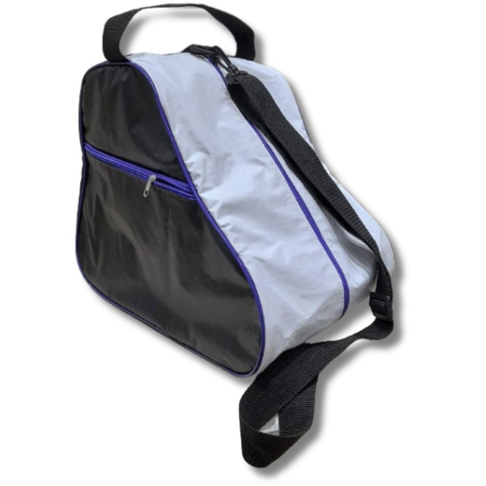 Mochila/ Bolsa Para patinação Patins Infantil Adulto Quad In Line Roller - COR;  PRETO C/ BRANCO DETALHES LILÁS