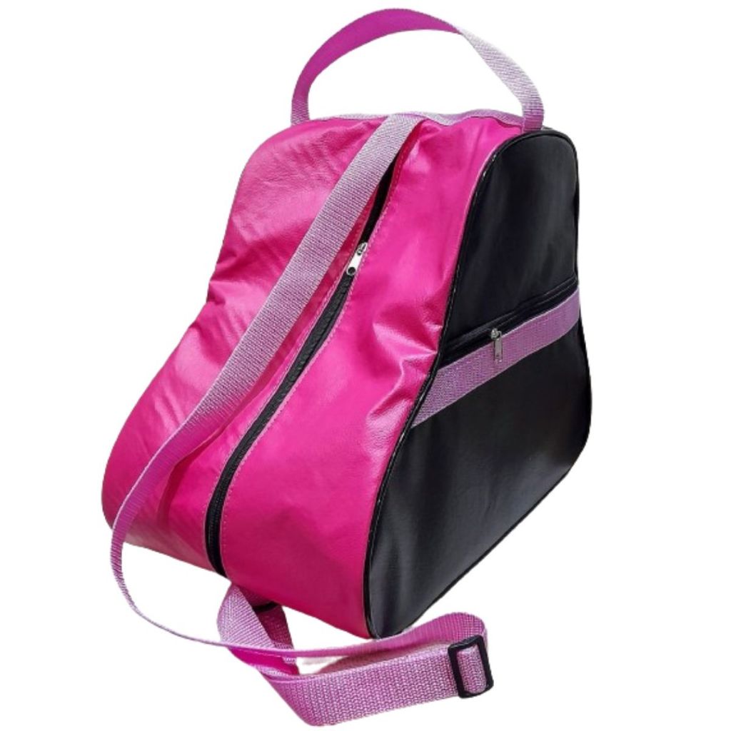 Mochila / Bolsa Para Transporte Guardar Patins Roller Quad Patinação- PRETA/ROSA