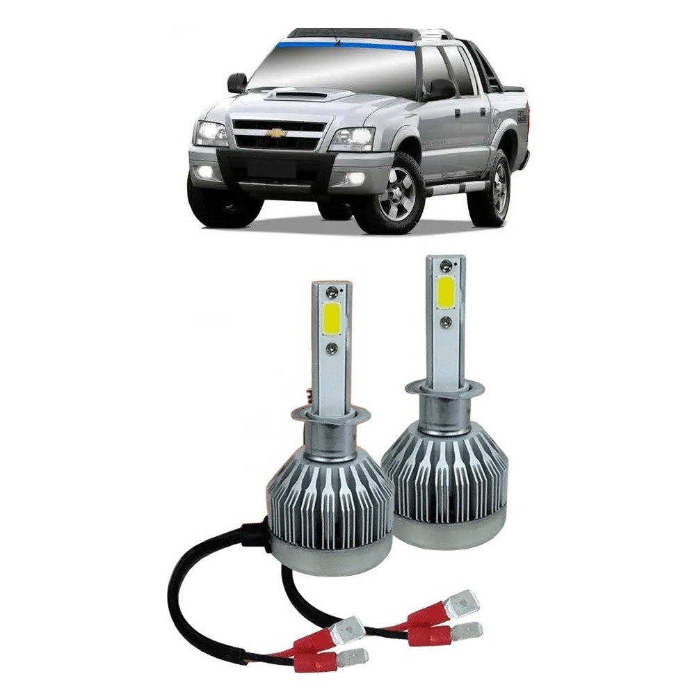 Par Lampada Super LED Farol Alto S10 2001 2002 2003 2004 2005 2006 2007 2008 2009 2010 2011 6000k H1