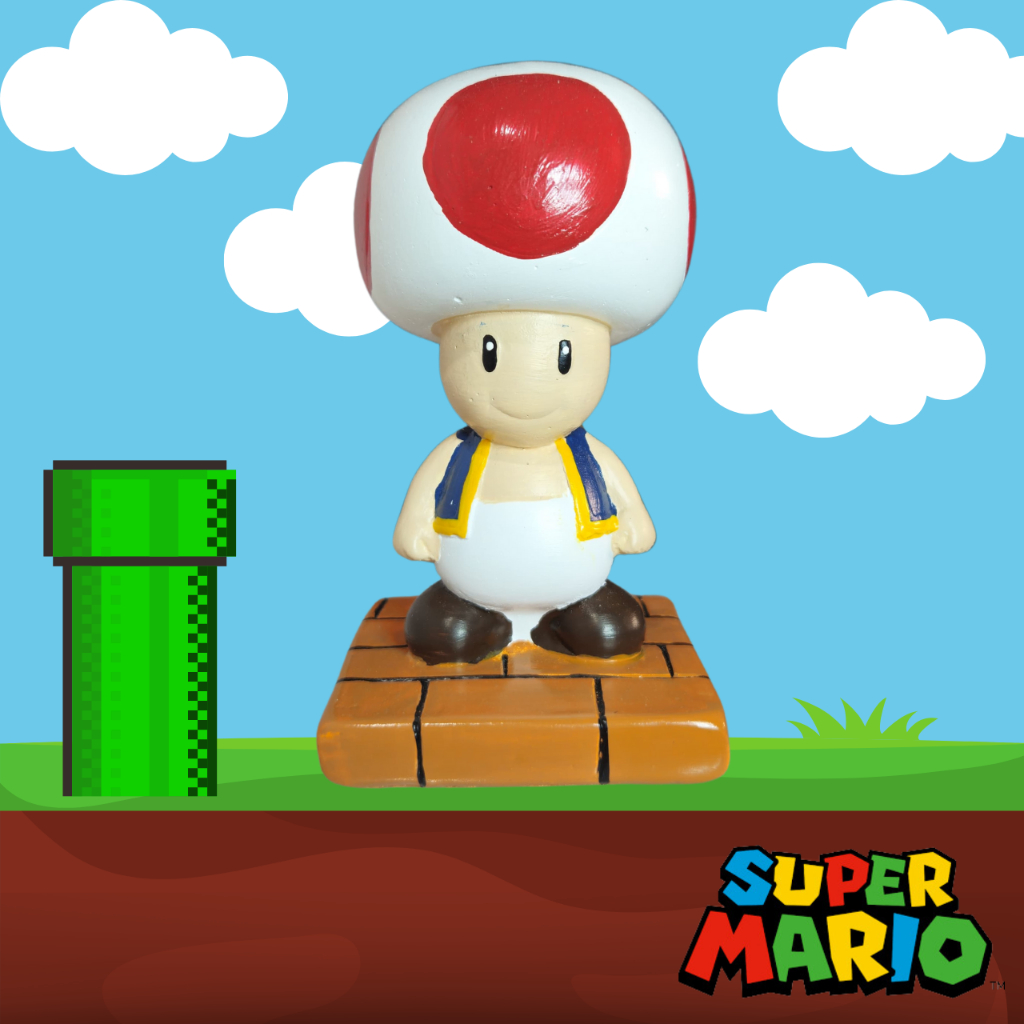 Boneco Toad de Gesso - Super Mario Bros | Decoração Única para Fãs!