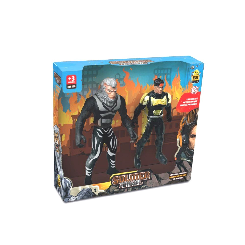 ⚔️Kit Brinquedo Infantil Super Herói Animal War - 2 bonecos - 2 espadas