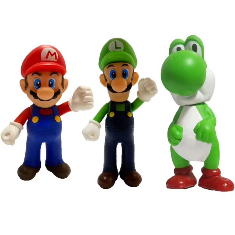 Super Mario, Luigi e Yoshi - kit com 3 bonecos